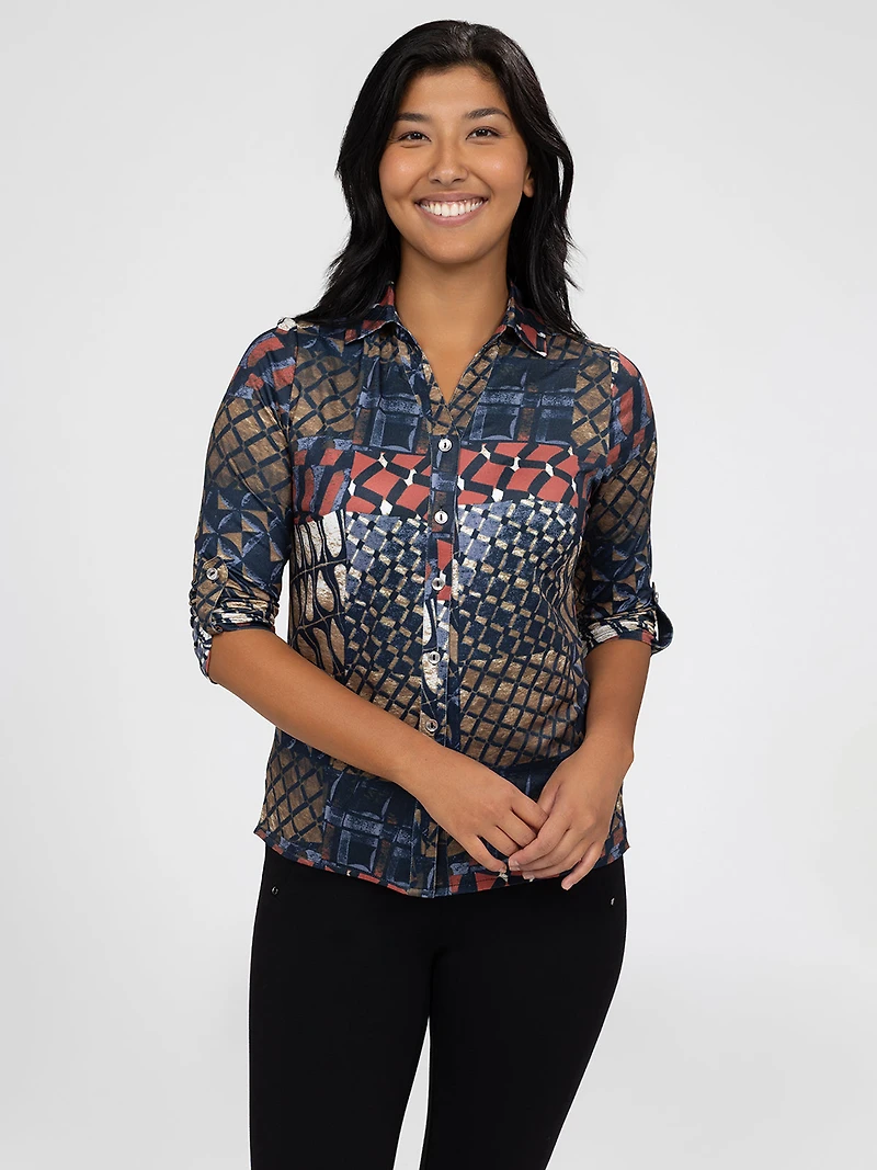 Blouse à manches 3/4 avec boutons