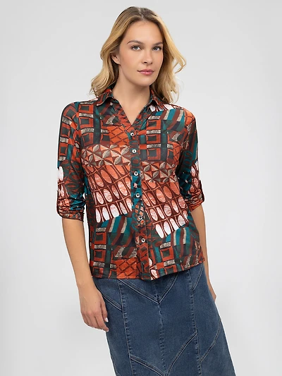 Blouse à manches 3/4 avec boutons