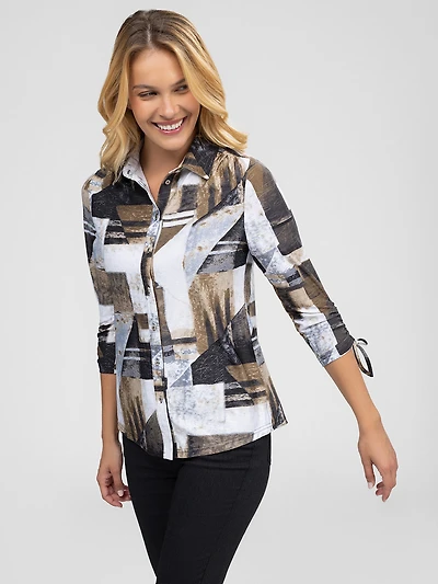 3/4-sleeve blouse with buttons