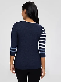 3/4-sleeve pullover sweater