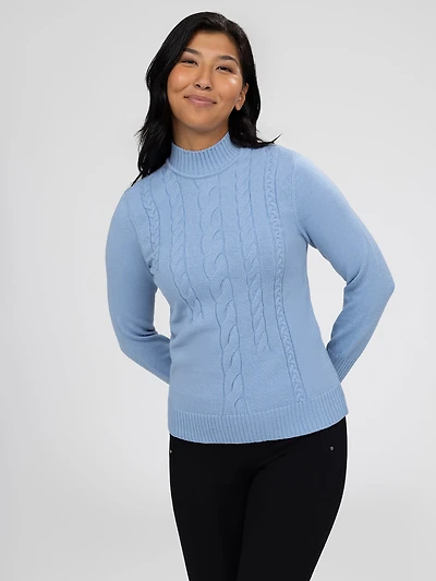 Long-sleeve semi-fitted pullover sweater