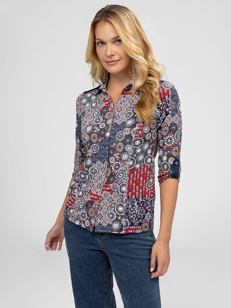 Blouse à manches 3/4 avec boutons
