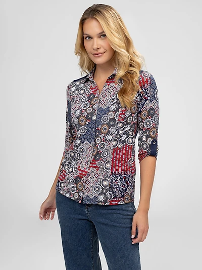 Blouse à manches 3/4 avec boutons