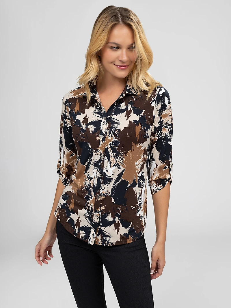 Blouse à manches 3/4 avec boutons