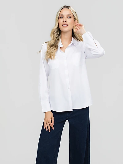Long-sleeve blouse with buttons