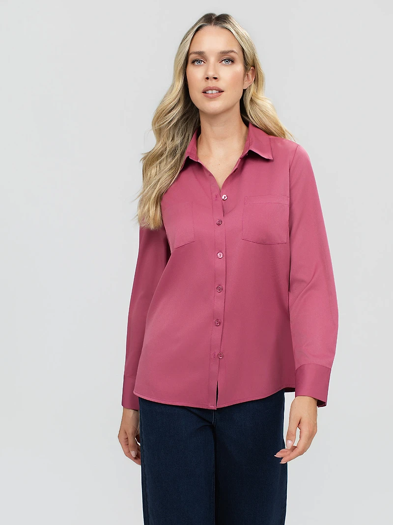 Long-sleeve blouse with buttons