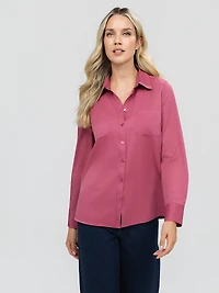 Long-sleeve blouse with buttons
