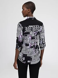 3/4-sleeve semi-fitted blouse with buttons