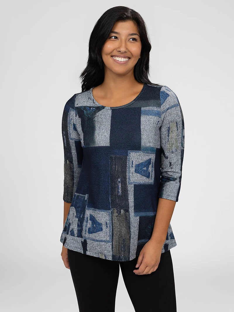 3/4-sleeve semi-fitted t-shirt