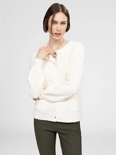 Long-sleeve semi-fitted sweater cardigan