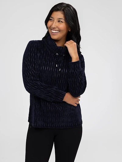 Long-sleeve semi-fitted knit tunic