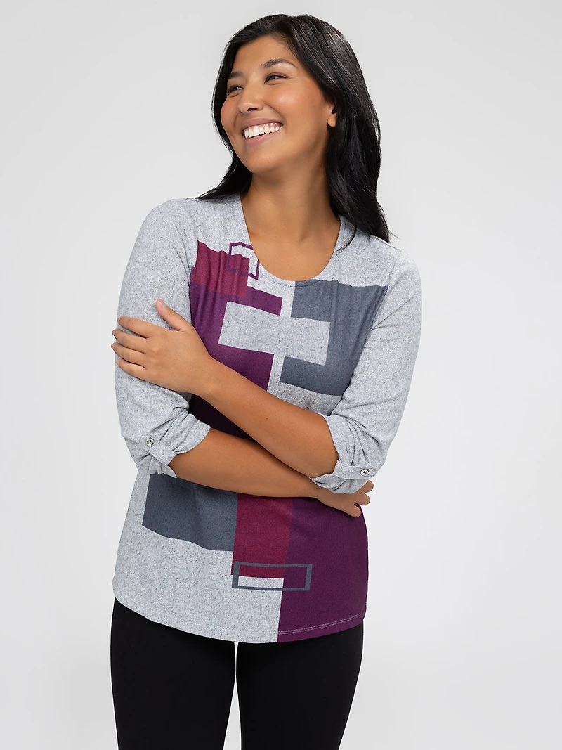 3/4-sleeve semi-fitted t-shirt