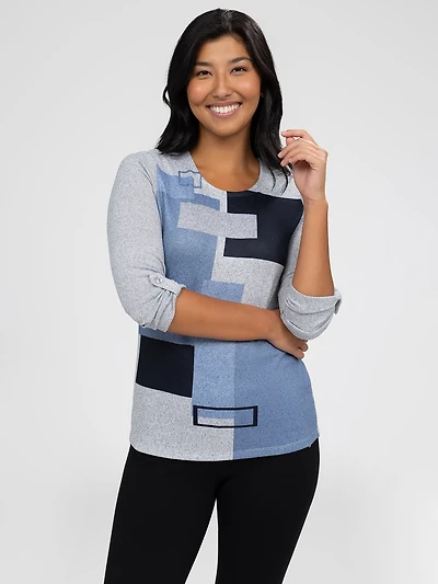 3/4-sleeve semi-fitted t-shirt