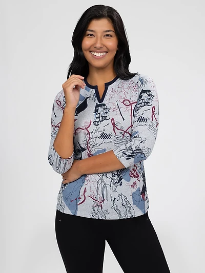 3/4-sleeve semi-fitted t-shirt