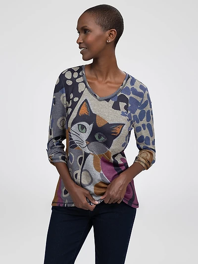 3/4-sleeve semi-fitted tunic