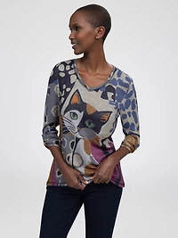 3/4-sleeve semi-fitted tunic