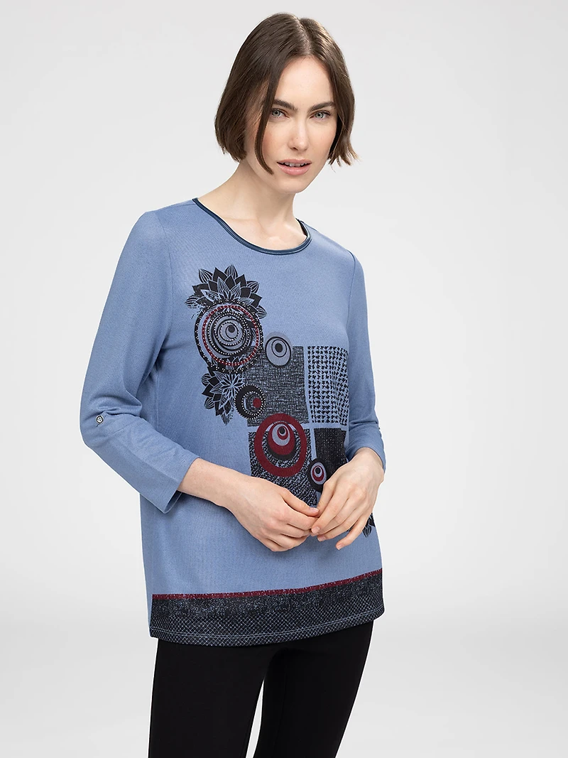 3/4-sleeve semi-fitted tunic
