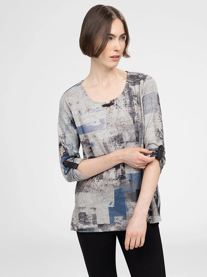 3/4-sleeve semi-fitted tunic