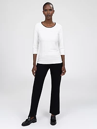 3/4-sleeve semi-fitted pullover sweater