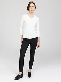 3/4-sleeve semi-fitted pullover sweater