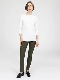 3/4-sleeve semi-fitted pullover sweater