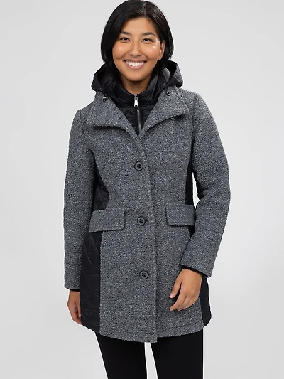 Mid thight semi-fitted soft shell jacket