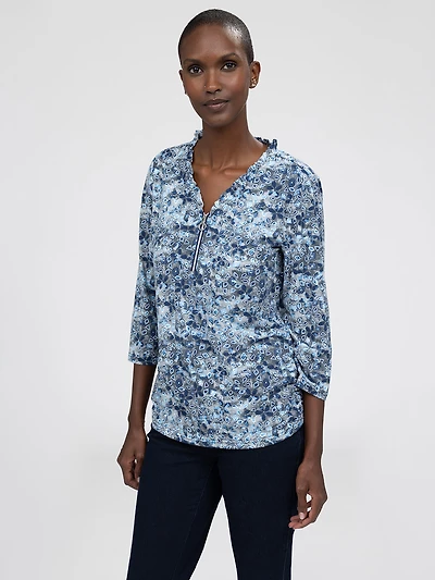 3/4-sleeve semi-fitted tunic