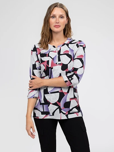3/4-sleeve semi-fitted tunic