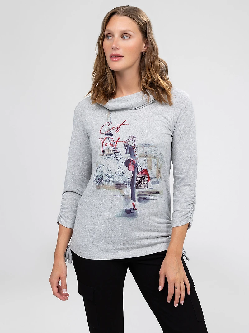 3/4-sleeve semi-fitted tunic