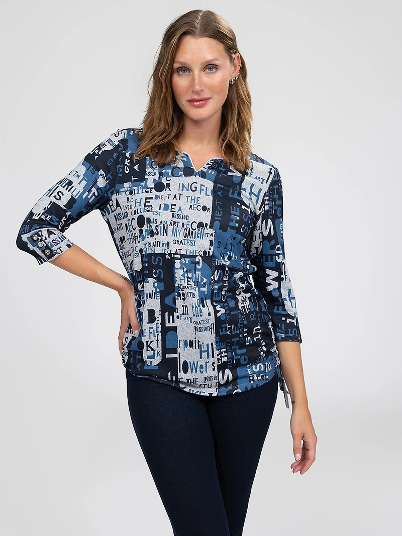 3/4-sleeve semi-fitted tunic
