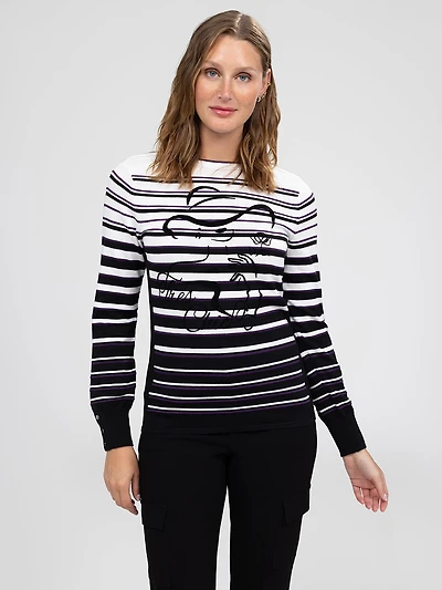 Long-sleeve semi-fitted pullover sweater