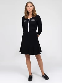 3/4-sleeve semi-fitted pullover sweater