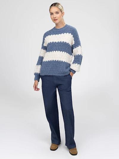 Pull-on wide-leg jean