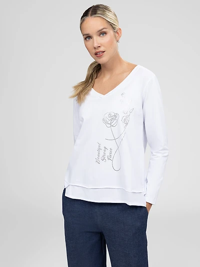 Long-sleeve semi-fitted t-shirt