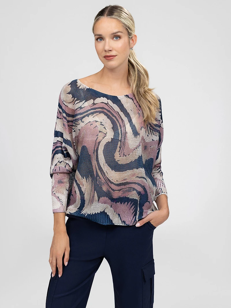 Long-sleeve loose pullover sweater