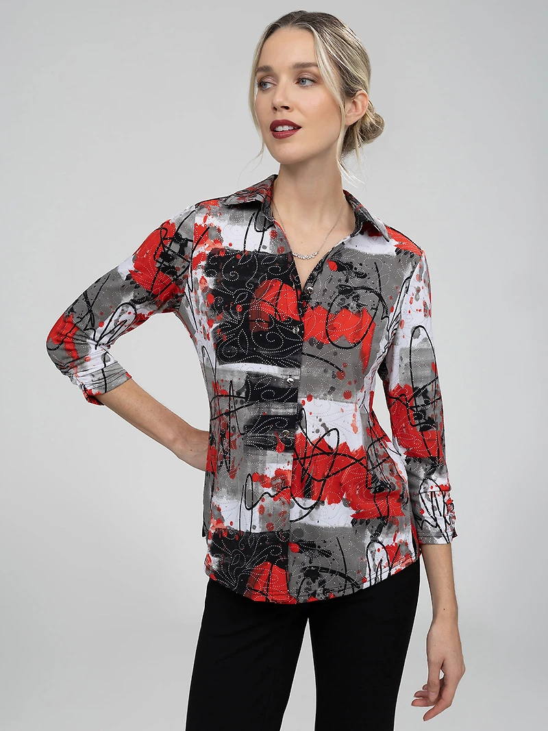 Blouse à manches 3/4 avec boutons