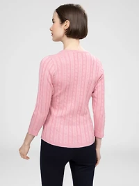 3/4-sleeve semi-fitted pullover sweater