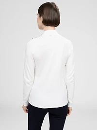 Long-sleeve semi-fitted pullover sweater
