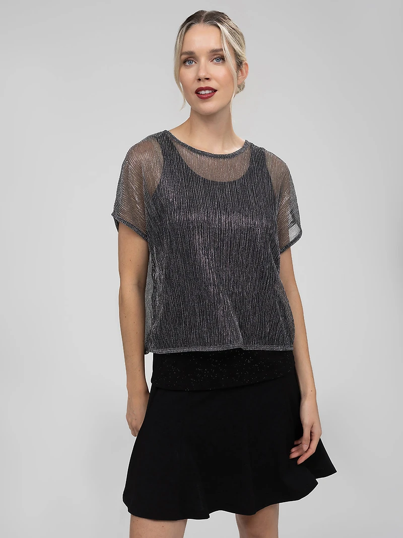 Haut trompe l'œil à manches courtes