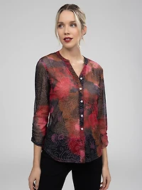 3/4-sleeve blouse with buttons