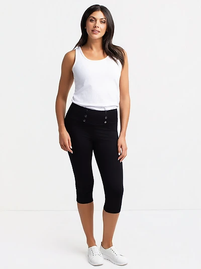 High-waisted pull-on capri