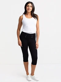 High-waisted pull-on capri