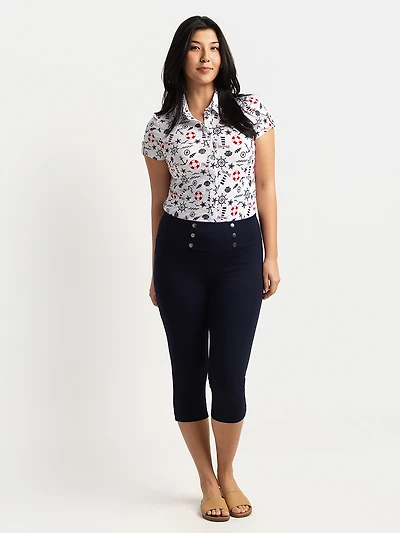 High-waisted pull-on capri
