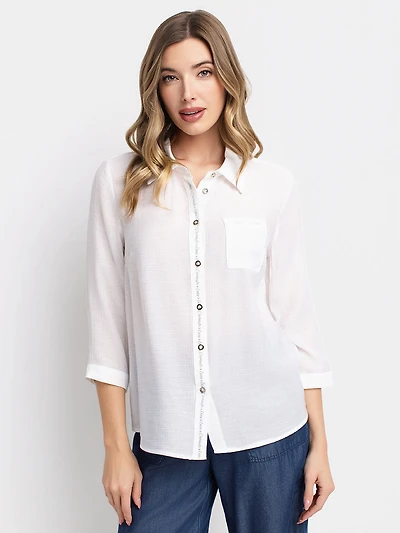 Blouse à manches 3/4 avec boutons