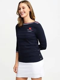 3/4-sleeve pullover sweater