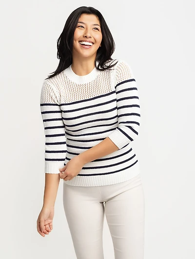3/4-sleeve pullover sweater