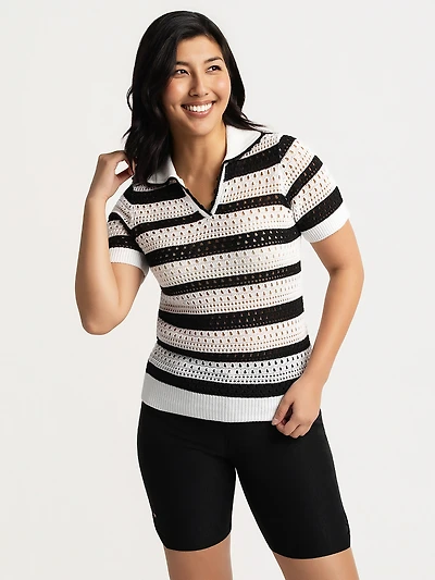 Short-sleeve pullover sweater