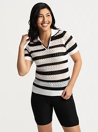 Short-sleeve pullover sweater