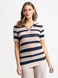 Short-sleeve pullover sweater