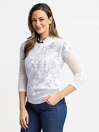 Chandail en tricot ample à manches 3/4